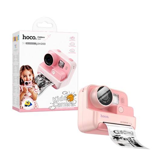 Câmara Hoco DV200 Dual lens para crianças com Photo Print Rosa